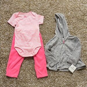 Carter's Pink and Gray Baby Clothing Set